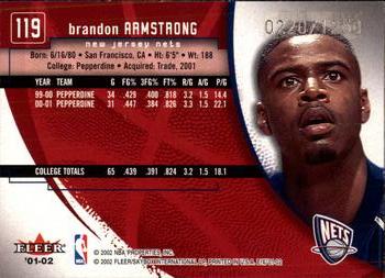 2001-02 E-X #119 Brandon Armstrong Back