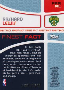 2005-06 Finest - Fact Relics #FFR-RL Rashard Lewis Back