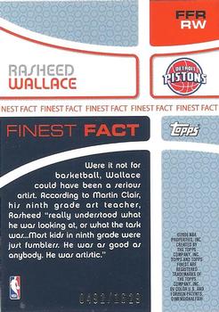 2005-06 Finest - Fact Relics #FFR-RW Rasheed Wallace Back