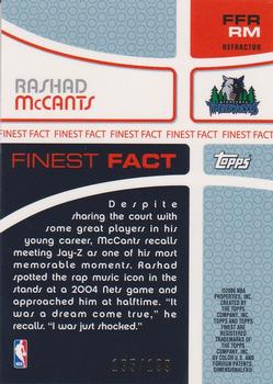 2005-06 Finest - Fact Relics Refractors #FFRRM Rashad McCants Back