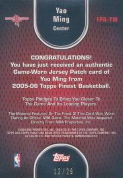 2005-06 Finest - Patchworks Refractors #FPR-YM Yao Ming Back