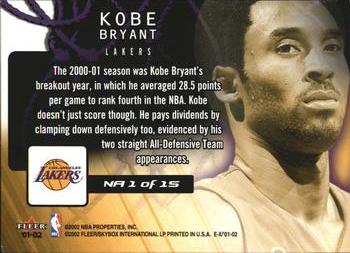 2001-02 E-X - Net Assets #NA 1 Kobe Bryant Back
