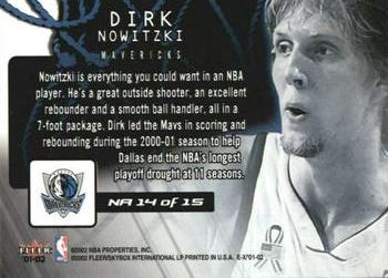 2001-02 E-X - Net Assets #NA 14 Dirk Nowitzki Back