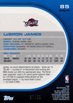 2005-06 Finest - Refractors Green #85 LeBron James Back