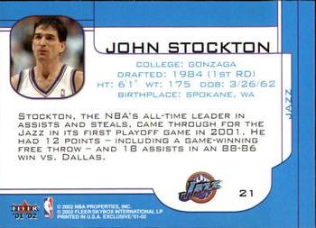 2001-02 Fleer Exclusive #21 John Stockton Back