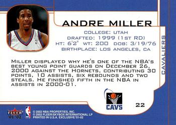 2001-02 Fleer Exclusive #22 Andre Miller Back