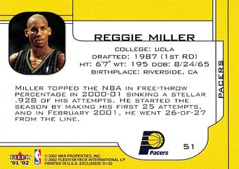 2001-02 Fleer Exclusive #51 Reggie Miller Back