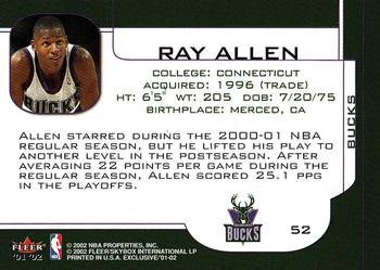 2001-02 Fleer Exclusive #52 Ray Allen Back