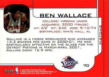 2001-02 Fleer Exclusive #70 Ben Wallace Back