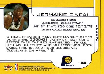 2001-02 Fleer Exclusive #88 Jermaine O'Neal Back