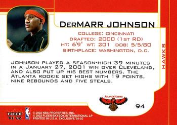 2001-02 Fleer Exclusive #94 DerMarr Johnson Back
