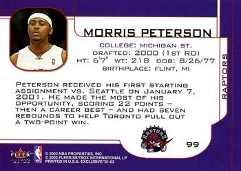 2001-02 Fleer Exclusive #99 Morris Peterson Back