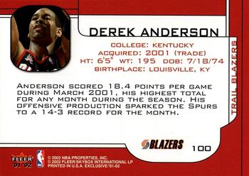 2001-02 Fleer Exclusive #100 Derek Anderson Back
