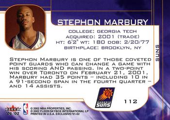 2001-02 Fleer Exclusive #112 Stephon Marbury Back