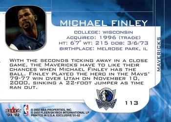 2001-02 Fleer Exclusive #113 Michael Finley Back