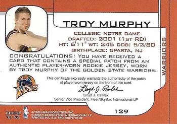 2001-02 Fleer Exclusive #129 Troy Murphy Back
