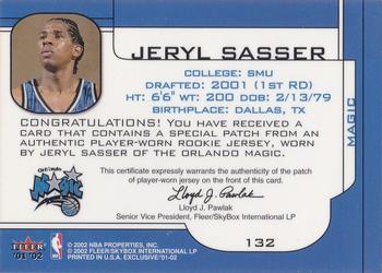 2001-02 Fleer Exclusive #132 Jeryl Sasser Back