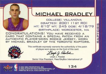 2001-02 Fleer Exclusive #134 Michael Bradley Back