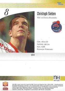2003 City-Press BBL Playercards #4 Christoph Sieben Back