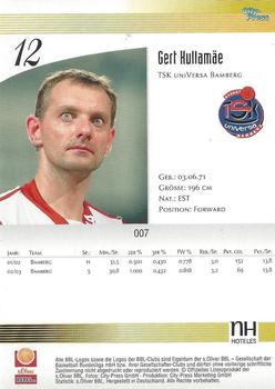 2003 City-Press BBL Playercards #7 Gert Kullamae Back