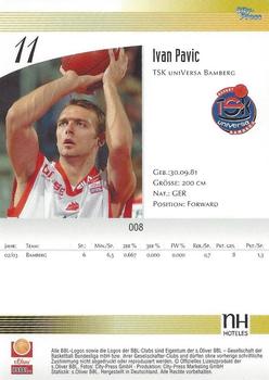 2003 City-Press BBL Playercards #8 Ivan Pavic Back