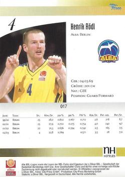 2003 City-Press BBL Playercards #17 Henrik Rodl Back