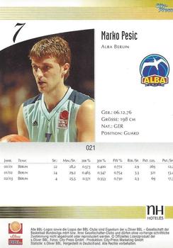 2003 City-Press BBL Playercards #21 Marko Pesic Back
