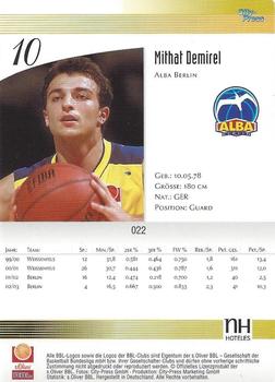 2003 City-Press BBL Playercards #22 Mithat Demirel Back