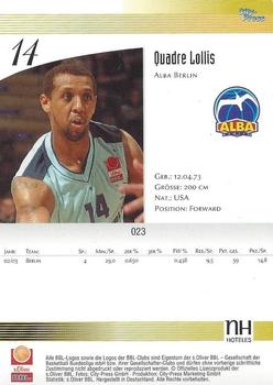 2003 City-Press BBL Playercards #23 Quadre Lollis Back