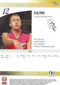 2003 City-Press BBL Playercards #31 Greg Miller Back