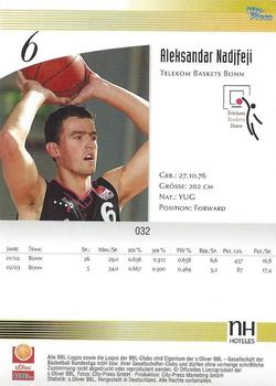2003 City-Press BBL Playercards #32 Aleksandar Nadjfeji Back