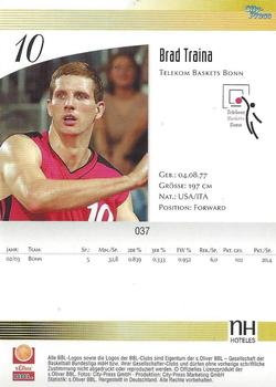 2003 City-Press BBL Playercards #37 Brad Traina Back