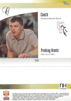 2003 City-Press BBL Playercards #38 Predrag Krunic Back