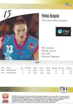 2003 City-Press BBL Playercards #44 Mikko Noopila Back