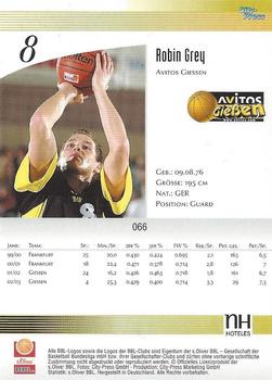 2003 City-Press BBL Playercards #66 Robin Grey Back