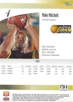 2003 City-Press BBL Playercards #69 Mike Mitchell Back