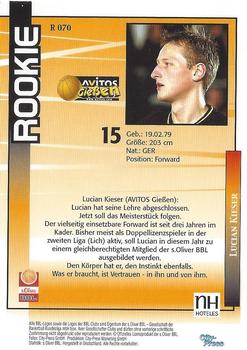 2003 City-Press BBL Playercards #70 Lucian Kieser Back