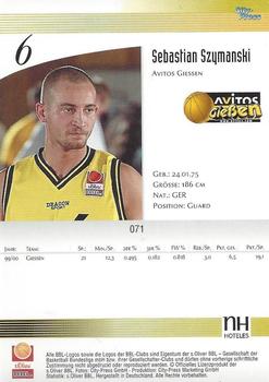 2003 City-Press BBL Playercards #71 Sebastian Szymanski Back