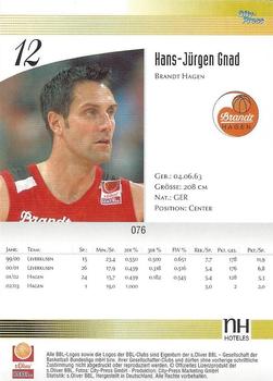 2003 City-Press BBL Playercards #76 Hans-Jurgen Gnad Back