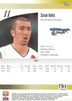 2003 City-Press BBL Playercards #91 Zoran Kukic Back