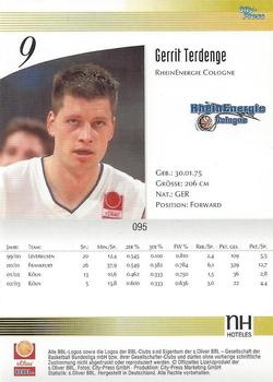 2003 City-Press BBL Playercards #95 Gerrit Terdenge Back