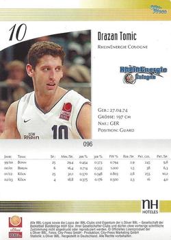 2003 City-Press BBL Playercards #96 Drazan Tomic Back