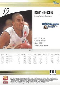 2003 City-Press BBL Playercards #97 Marvin Willoughby Back