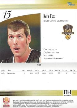 2003 City-Press BBL Playercards #101 Nate Fox Back