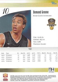 2003 City-Press BBL Playercards #102 Demond Greene Back