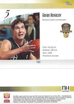 2003 City-Press BBL Playercards #103 Goran Kovacev Back