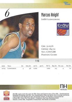 2003 City-Press BBL Playercards #116 Marcus Knight Back