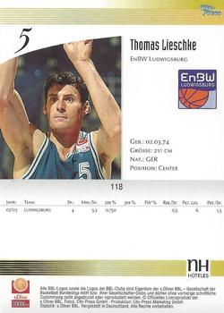 2003 City-Press BBL Playercards #118 Thomas Lieschke Back