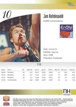 2003 City-Press BBL Playercards #119 Jan Rohdewald Back