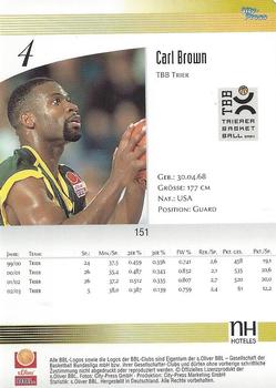 2003 City-Press BBL Playercards #151 Carl Brown Back
